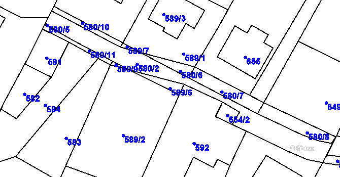 Parcela st. 589/6 v KÚ Velká Bíteš, Katastrální mapa