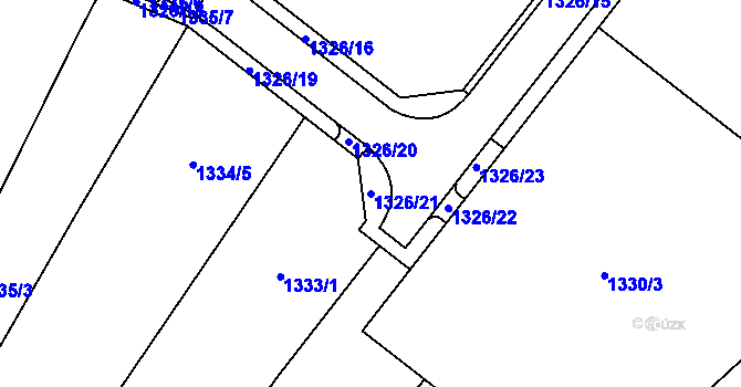 Parcela st. 1326/21 v KÚ Velká Bíteš, Katastrální mapa