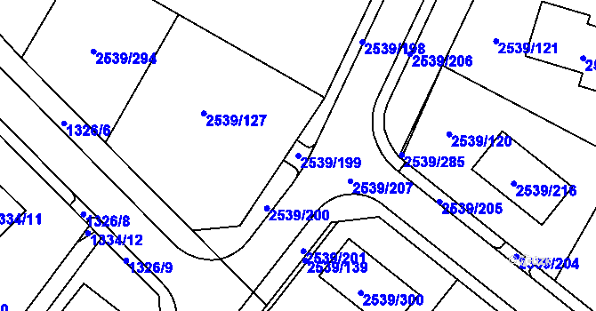 Parcela st. 2539/199 v KÚ Velká Bíteš, Katastrální mapa