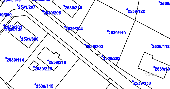 Parcela st. 2539/203 v KÚ Velká Bíteš, Katastrální mapa