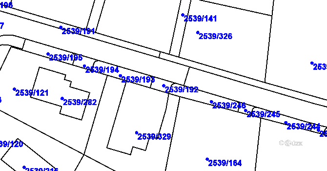 Parcela st. 2539/192 v KÚ Velká Bíteš, Katastrální mapa
