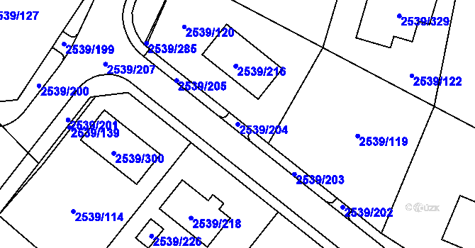 Parcela st. 2539/204 v KÚ Velká Bíteš, Katastrální mapa