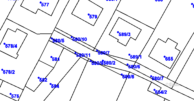 Parcela st. 589/7 v KÚ Velká Bíteš, Katastrální mapa