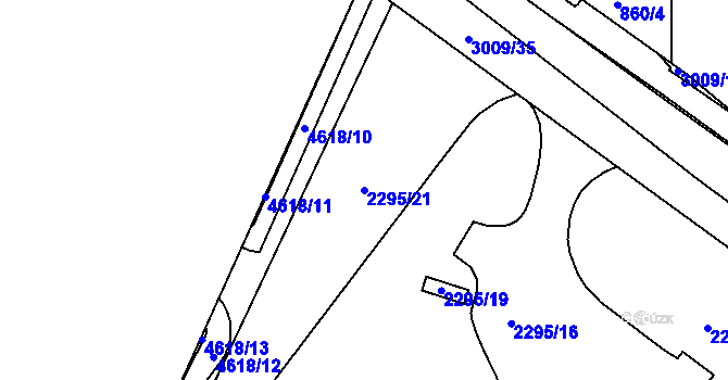 Parcela st. 2295/21 v KÚ Velká Bíteš, Katastrální mapa