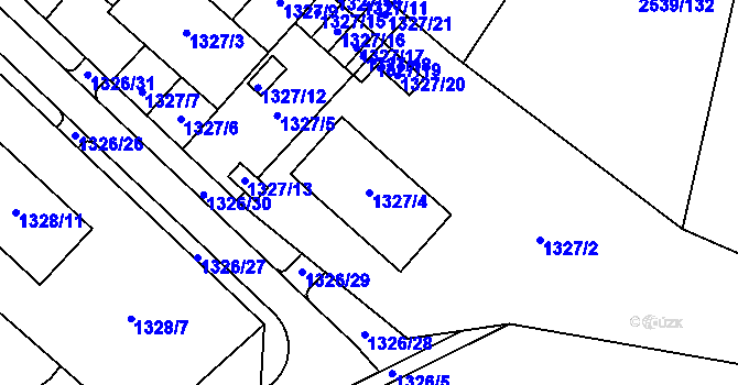 Parcela st. 1327/4 v KÚ Velká Bíteš, Katastrální mapa