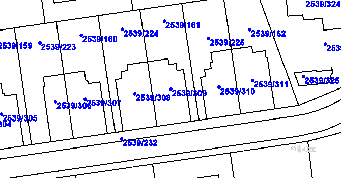 Parcela st. 2539/309 v KÚ Velká Bíteš, Katastrální mapa