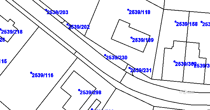 Parcela st. 2539/230 v KÚ Velká Bíteš, Katastrální mapa