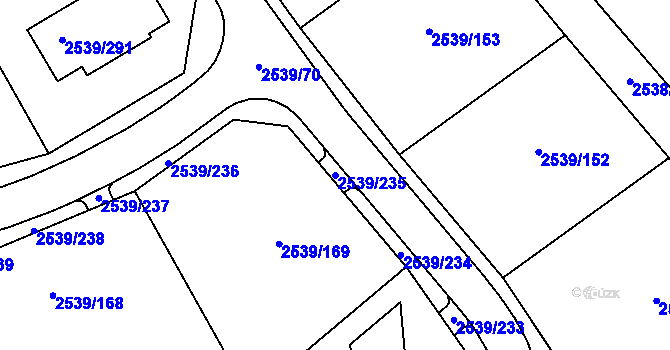 Parcela st. 2539/235 v KÚ Velká Bíteš, Katastrální mapa