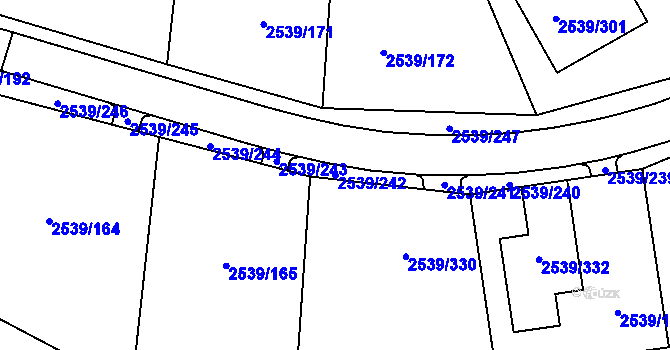 Parcela st. 2539/242 v KÚ Velká Bíteš, Katastrální mapa