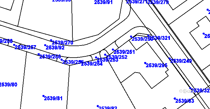 Parcela st. 2539/252 v KÚ Velká Bíteš, Katastrální mapa