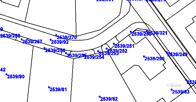 Parcela st. 2539/253 v KÚ Velká Bíteš, Katastrální mapa