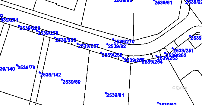 Parcela st. 2539/256 v KÚ Velká Bíteš, Katastrální mapa