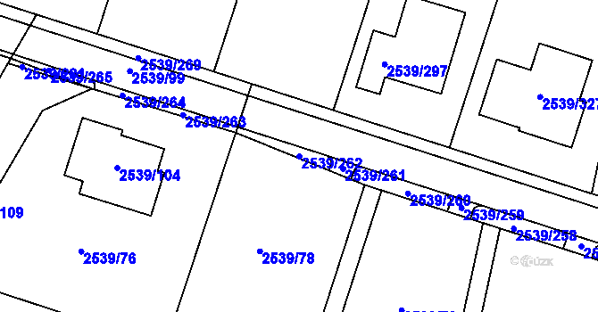 Parcela st. 2539/262 v KÚ Velká Bíteš, Katastrální mapa