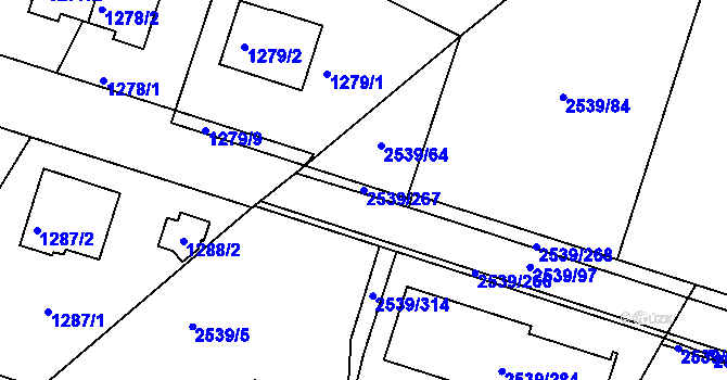 Parcela st. 2539/267 v KÚ Velká Bíteš, Katastrální mapa