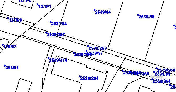 Parcela st. 2539/268 v KÚ Velká Bíteš, Katastrální mapa