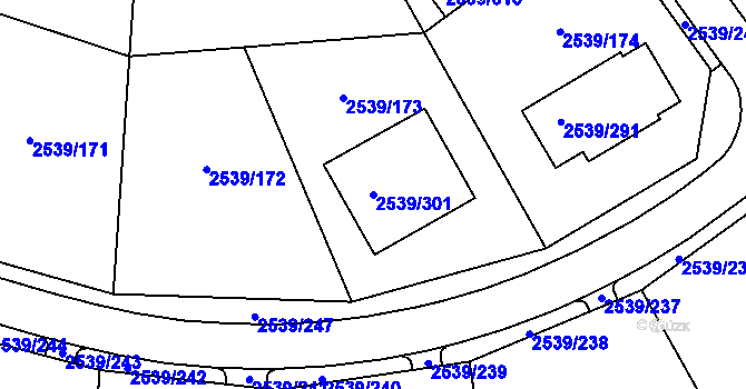 Parcela st. 2539/301 v KÚ Velká Bíteš, Katastrální mapa