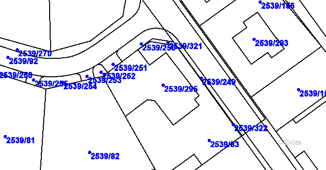 Parcela st. 2539/295 v KÚ Velká Bíteš, Katastrální mapa