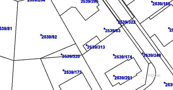 Parcela st. 2539/313 v KÚ Velká Bíteš, Katastrální mapa