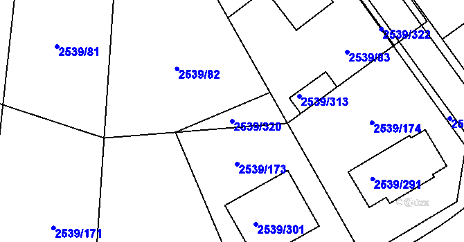Parcela st. 2539/320 v KÚ Velká Bíteš, Katastrální mapa