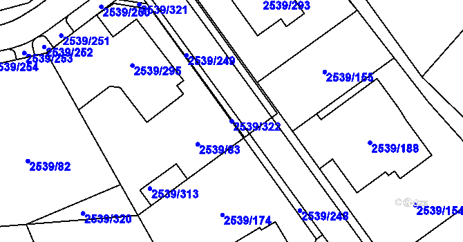 Parcela st. 2539/322 v KÚ Velká Bíteš, Katastrální mapa
