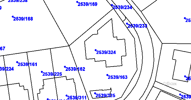 Parcela st. 2539/324 v KÚ Velká Bíteš, Katastrální mapa
