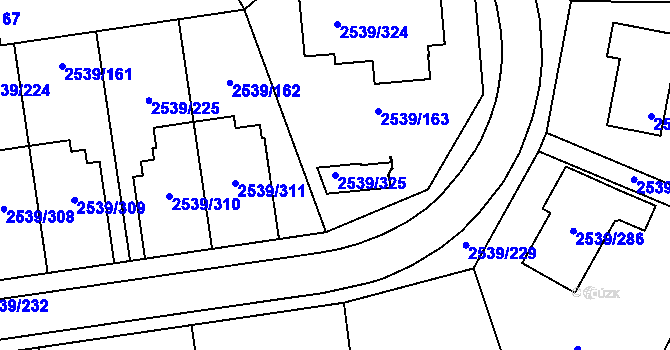 Parcela st. 2539/325 v KÚ Velká Bíteš, Katastrální mapa