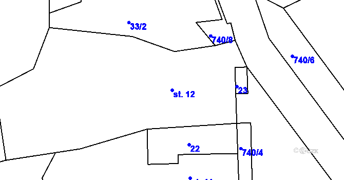 Parcela st. 12 v KÚ Velká Buková, Katastrální mapa
