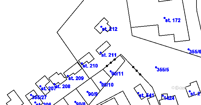 Parcela st. 211 v KÚ Velká Buková, Katastrální mapa