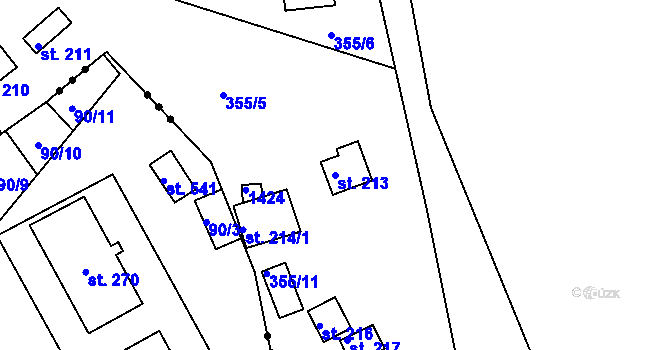 Parcela st. 213 v KÚ Velká Buková, Katastrální mapa
