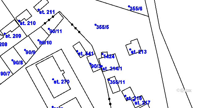 Parcela st. 214/2 v KÚ Velká Buková, Katastrální mapa