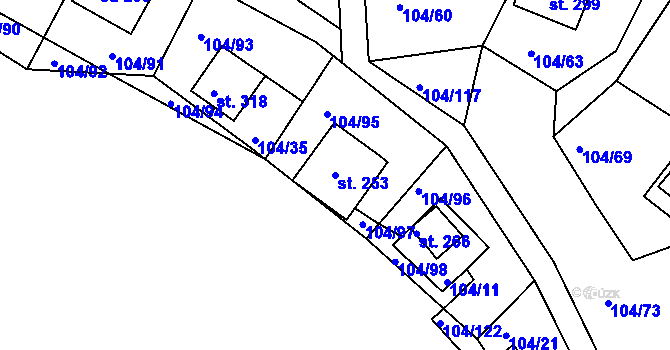 Parcela st. 253 v KÚ Velká Buková, Katastrální mapa