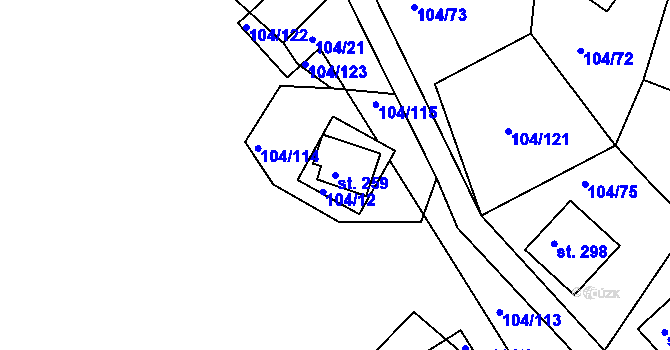Parcela st. 259 v KÚ Velká Buková, Katastrální mapa