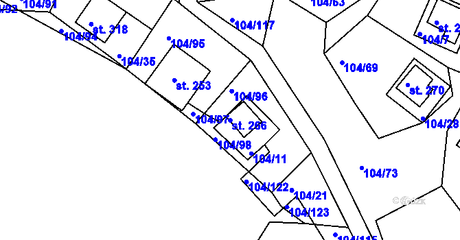 Parcela st. 266 v KÚ Velká Buková, Katastrální mapa