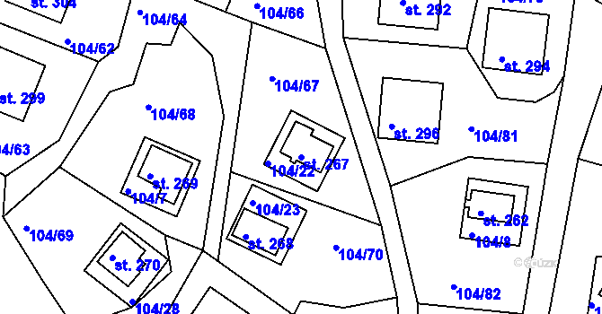 Parcela st. 267 v KÚ Velká Buková, Katastrální mapa