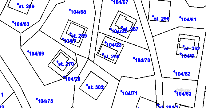Parcela st. 268 v KÚ Velká Buková, Katastrální mapa