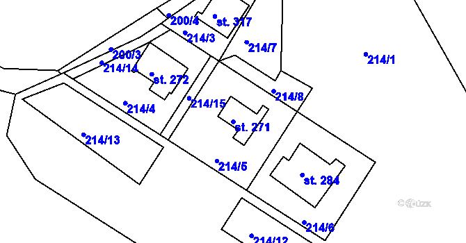 Parcela st. 271 v KÚ Velká Buková, Katastrální mapa
