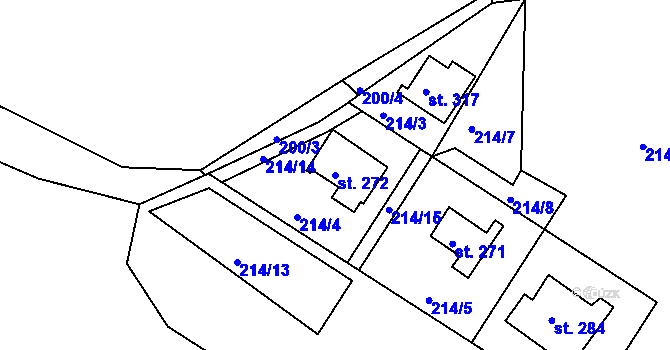 Parcela st. 272 v KÚ Velká Buková, Katastrální mapa