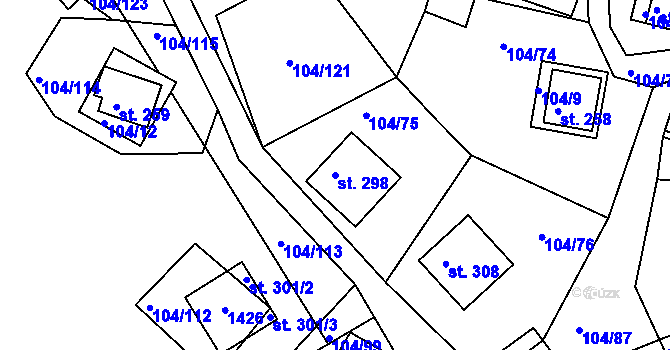 Parcela st. 298 v KÚ Velká Buková, Katastrální mapa
