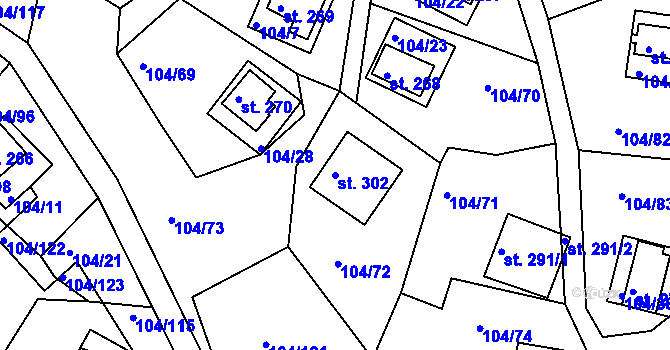 Parcela st. 302 v KÚ Velká Buková, Katastrální mapa