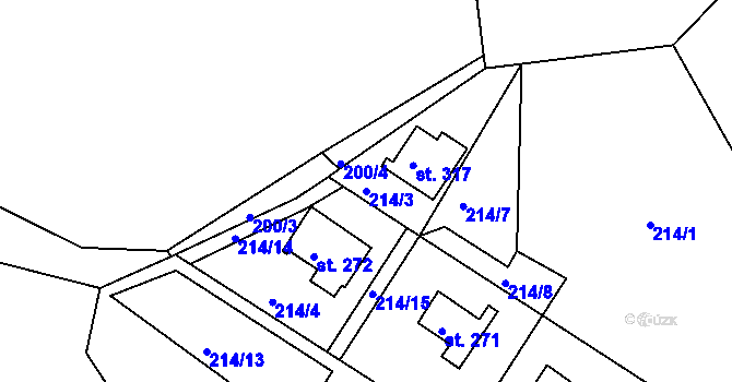 Parcela st. 214/3 v KÚ Velká Buková, Katastrální mapa
