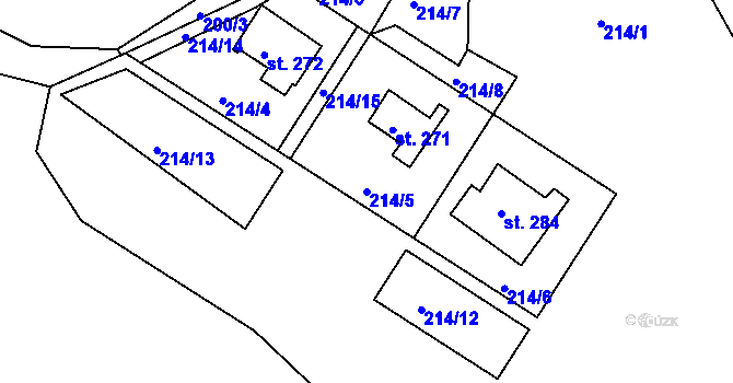 Parcela st. 214/5 v KÚ Velká Buková, Katastrální mapa