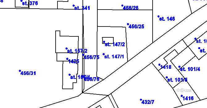Parcela st. 147/1 v KÚ Velká Buková, Katastrální mapa
