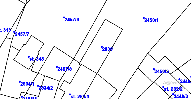 Parcela st. 281/2 v KÚ Karlovka, Katastrální mapa