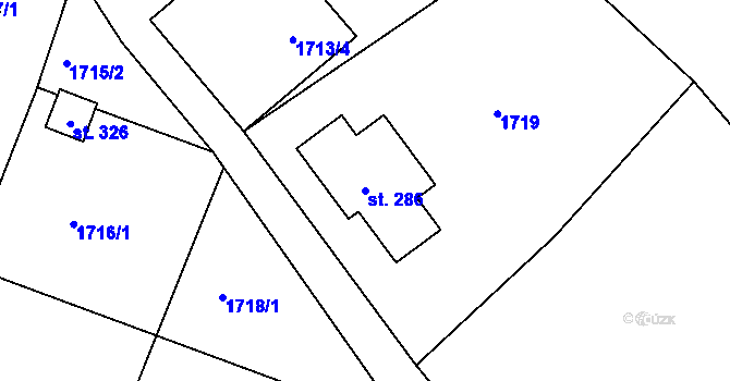 Parcela st. 286 v KÚ Karlovka, Katastrální mapa