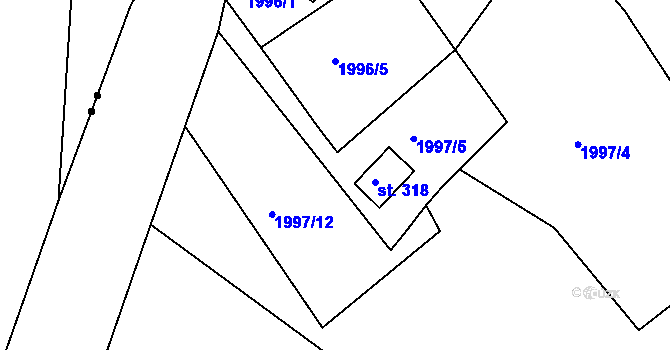 Parcela st. 1997/6 v KÚ Karlovka, Katastrální mapa