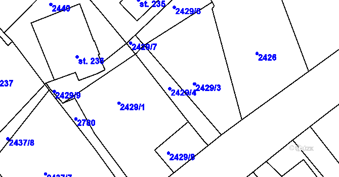Parcela st. 2429/4 v KÚ Karlovka, Katastrální mapa