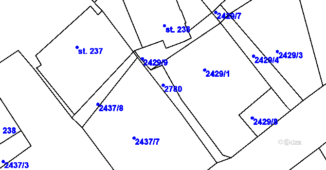 Parcela st. 2780 v KÚ Karlovka, Katastrální mapa