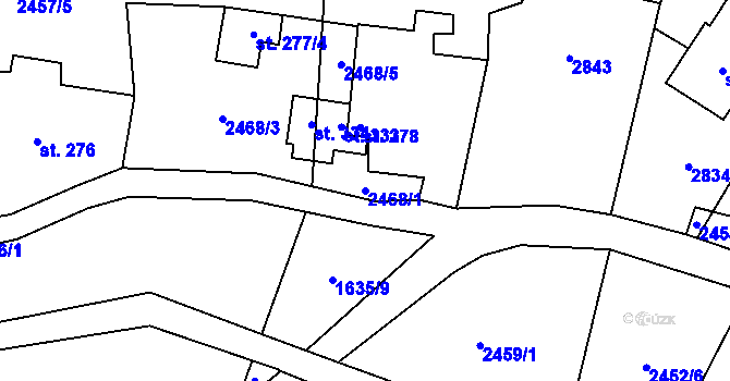 Parcela st. 2468/1 v KÚ Karlovka, Katastrální mapa