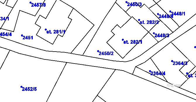 Parcela st. 2450/2 v KÚ Karlovka, Katastrální mapa