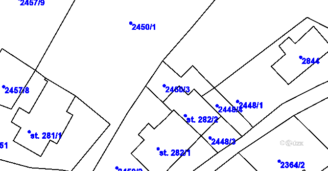 Parcela st. 2450/3 v KÚ Karlovka, Katastrální mapa